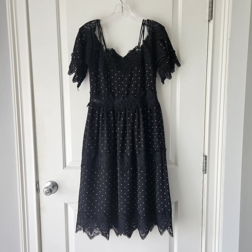 Lace Polka Dot Black Dress